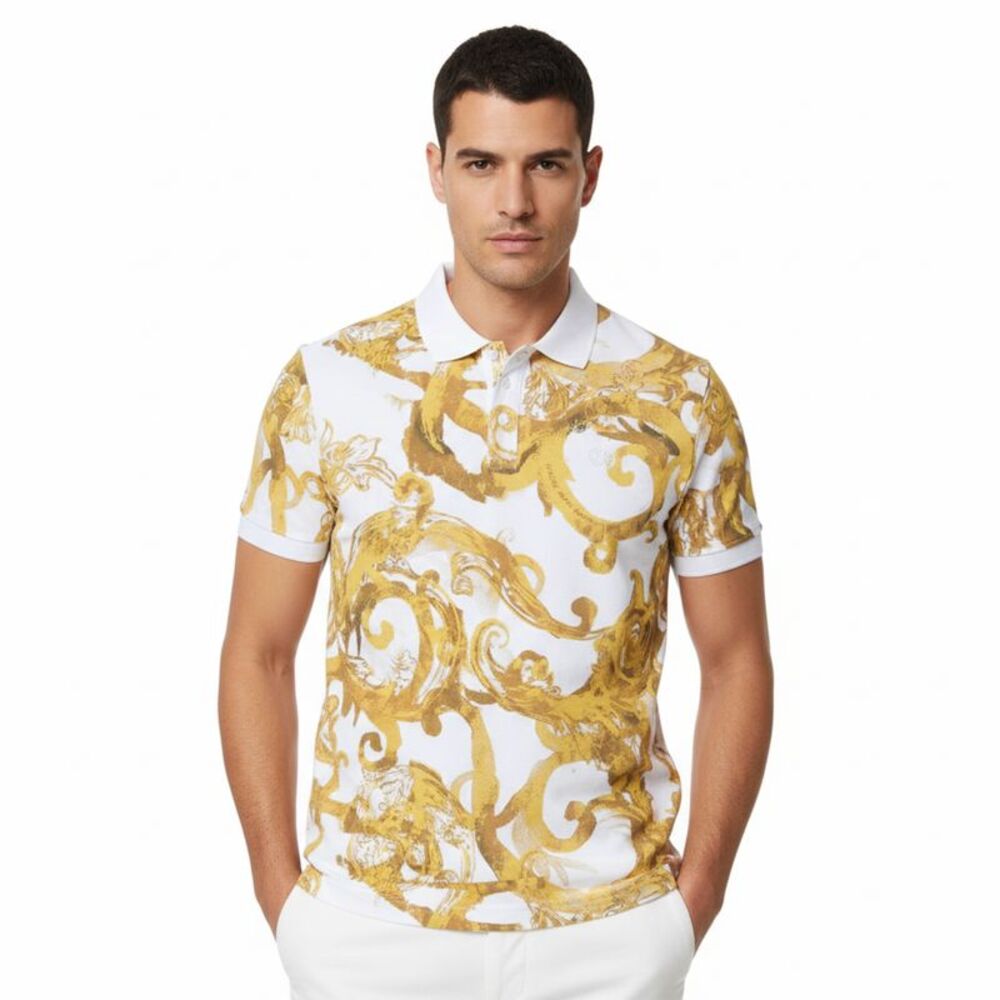 Versace Jeans Couture Men's Baroque Print Polo Shirt –  Ornate Elegance